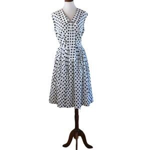 Vintage Sears Kerrybrooke Skirt Set Black White Retro Polka Dot